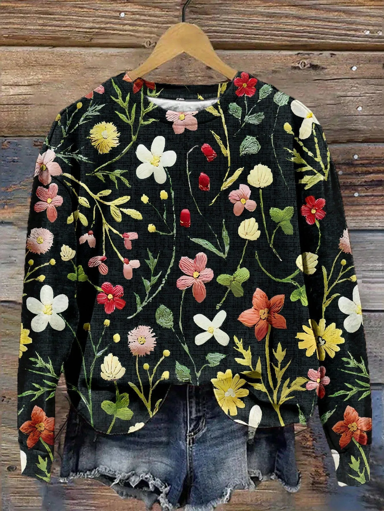 Casual Round Neck Long Sleeve Loose Sweatshirt
