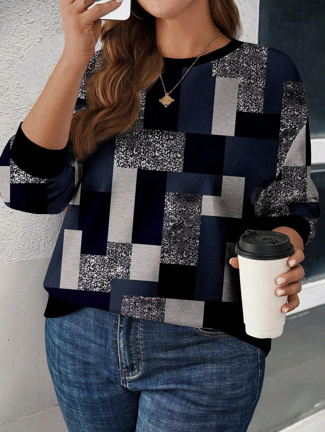 Casual Round Neck Long Sleeve Loose Sweatshirt