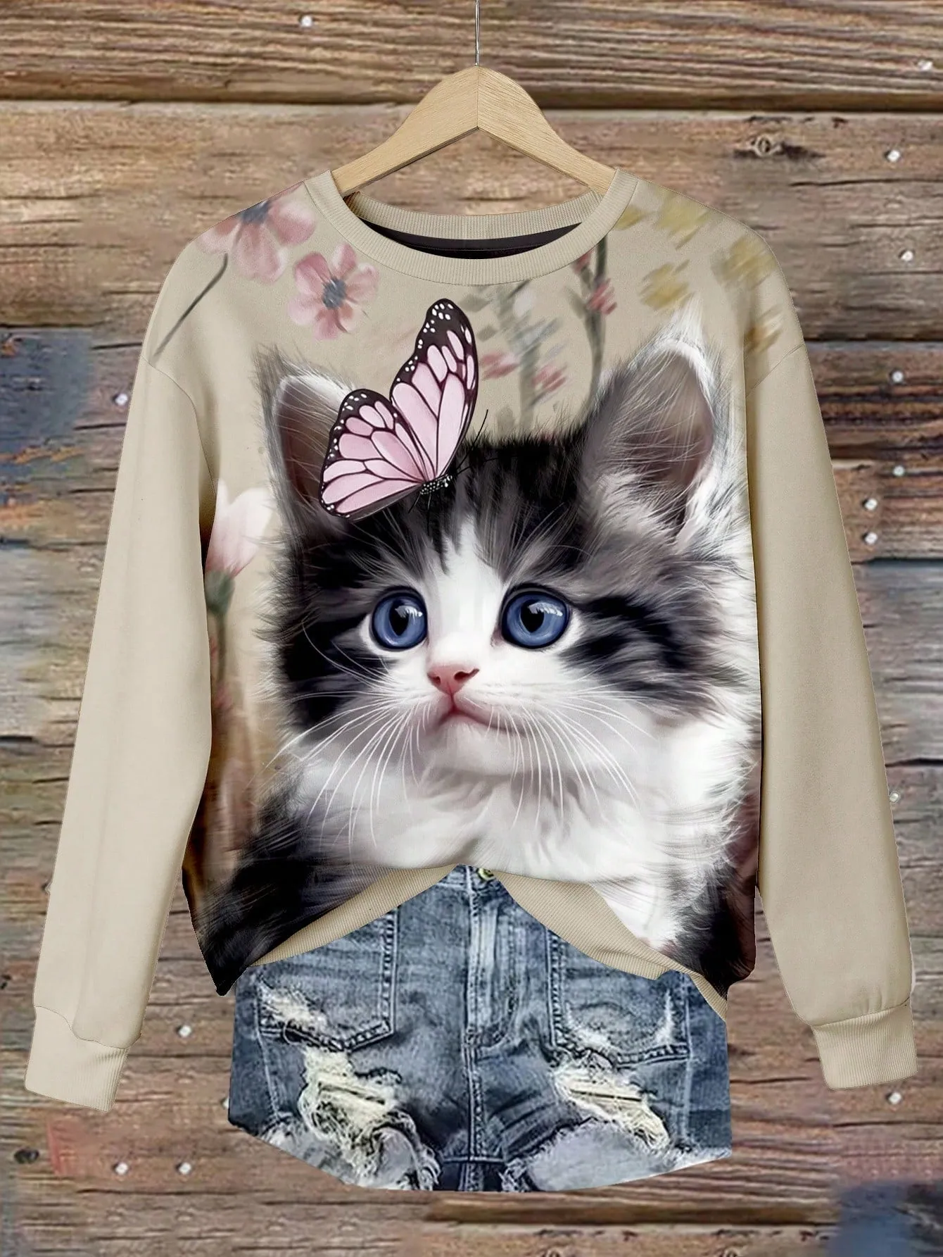 Casual Round Neck Long Sleeve Loose Sweatshirt