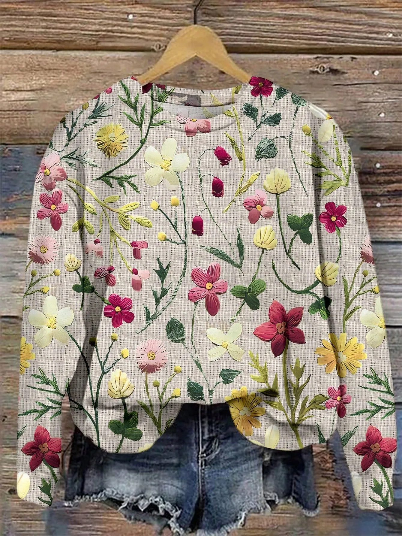 Casual Round Neck Long Sleeve Loose Sweatshirt