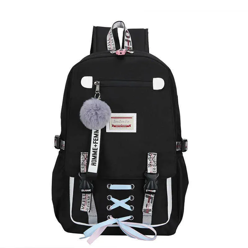 Casual School Bags For Girls Women Backpacks Fashion School Backpack USB Charging Schoolbag Backpack Child Kids Bag Mochila Y0721
