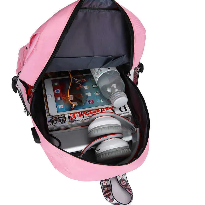 Casual School Bags For Girls Women Backpacks Fashion School Backpack USB Charging Schoolbag Backpack Child Kids Bag Mochila Y0721