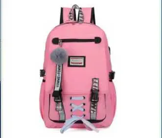 Casual School Bags For Girls Women Backpacks Fashion School Backpack USB Charging Schoolbag Backpack Child Kids Bag Mochila Y0721