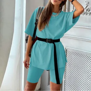 Casual Two Piece Suit with Belt