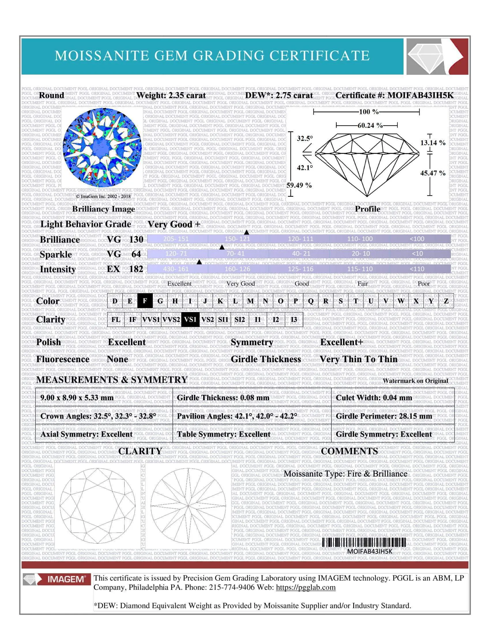 Certified Round Fire & Brilliance Loose Moissanite Stone - 3.00 Carats - F Color - VS1 Clarity