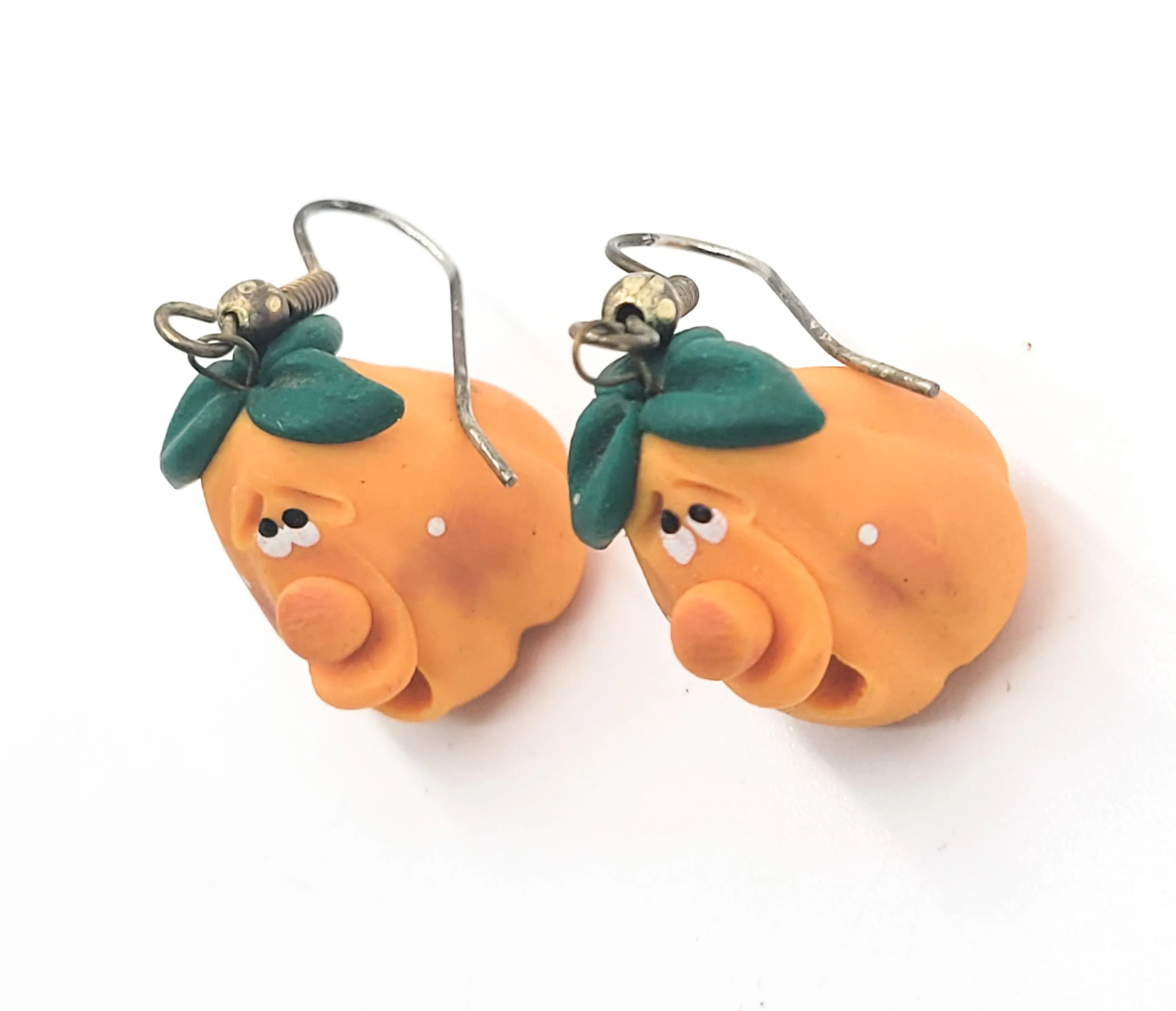 Chatty Pumpkins artisan clay Halloween vintage smiling earrings