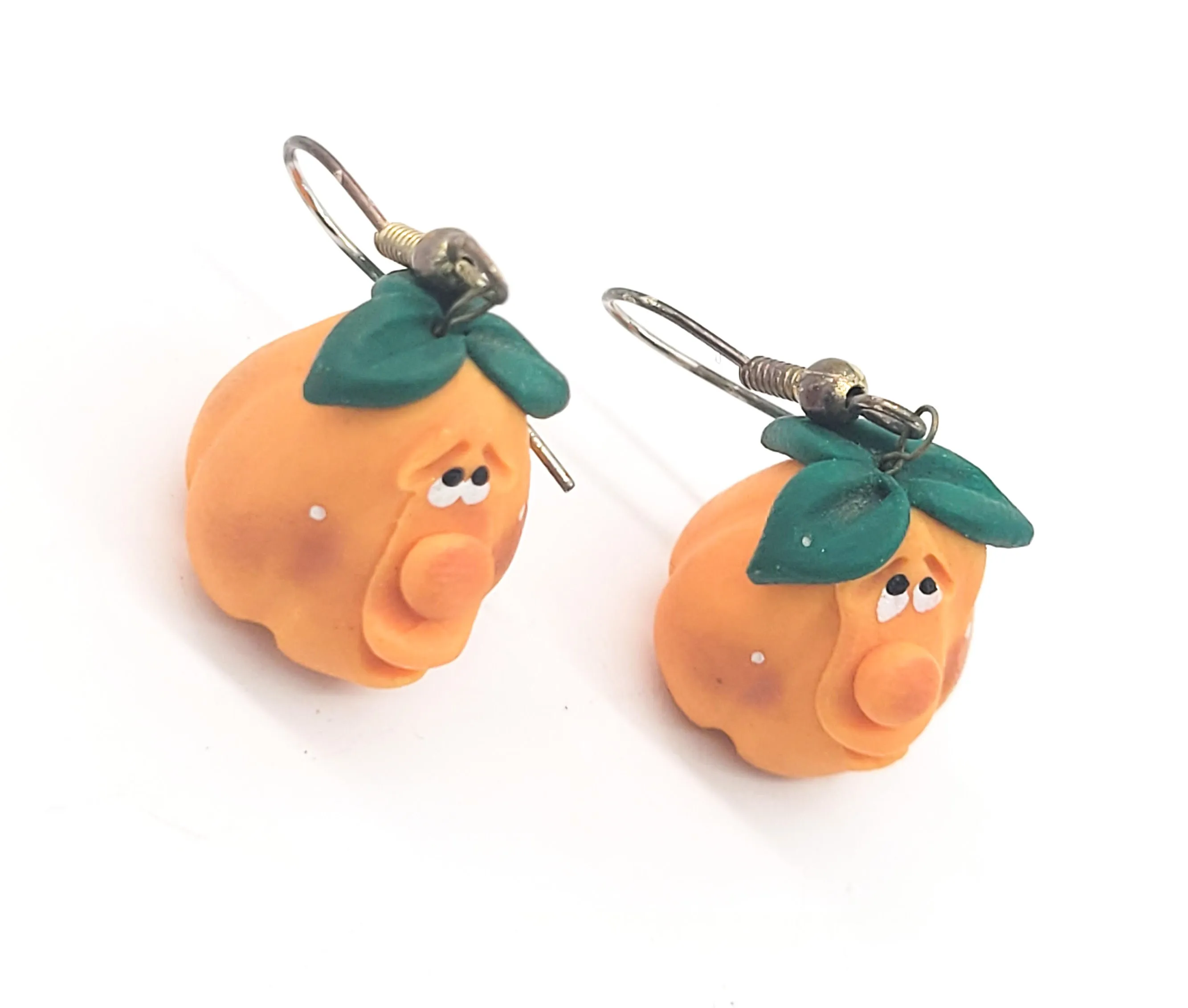 Chatty Pumpkins artisan clay Halloween vintage smiling earrings