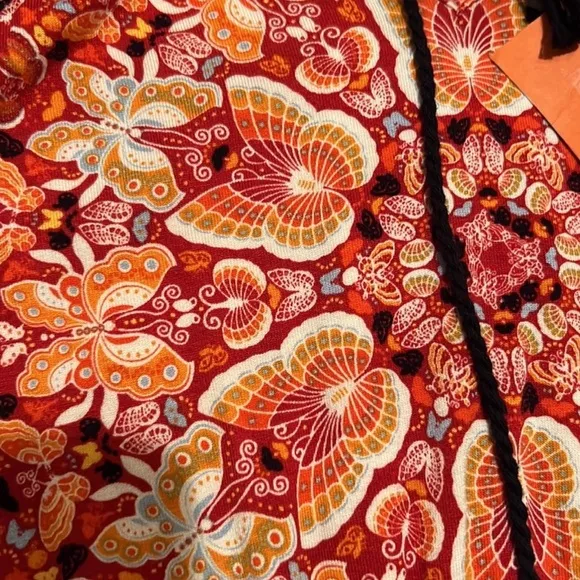 Chelsea &amp; Violet Bohemian Red Butterfly Print Dress Size S