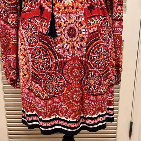 Chelsea &amp; Violet Bohemian Red Butterfly Print Dress Size S