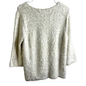 Chico's Furry Cream Sweater Gold Metallic Threads NWT Soft Flowy Cuddly Med