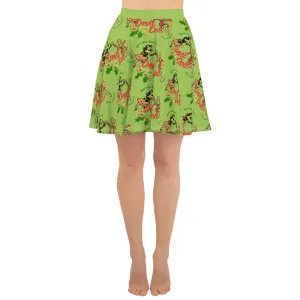 Christmas Pinup Flowy Skirt - creature green