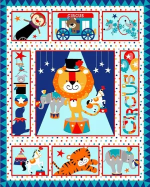 Circus Animals Quilt Top Panel 05