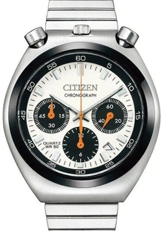 Citizen Retro TSUNO CHRONO Quartz Chronograph Bullhead White Dial AN3660-81A