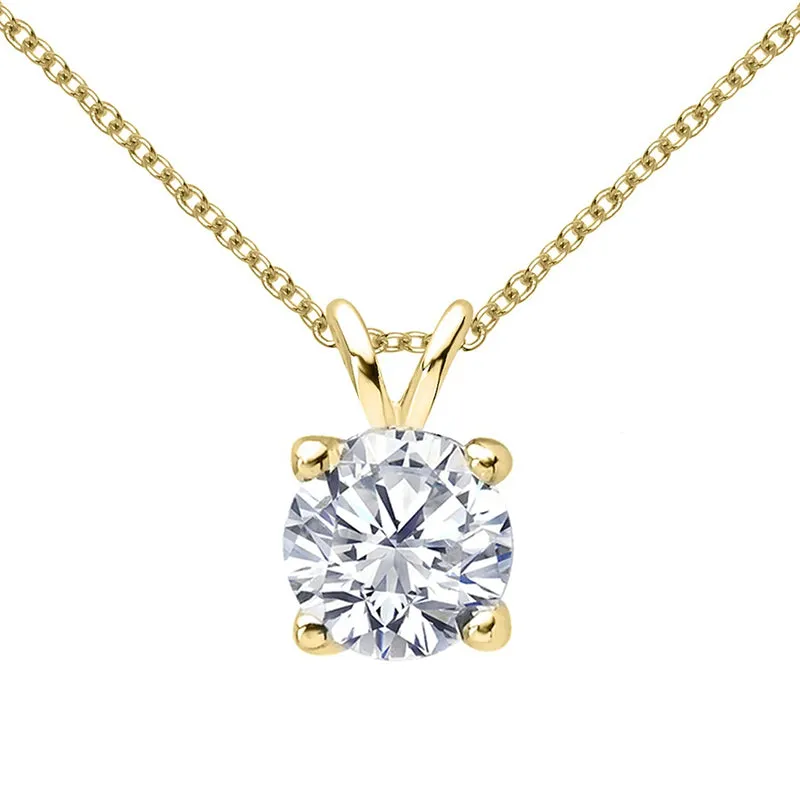 Classic Sterling Silver Created White Diamond Pendant Necklace