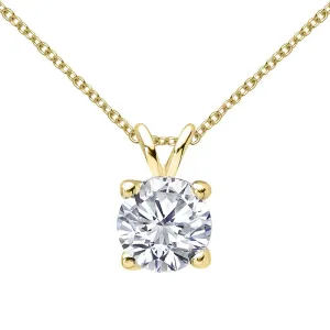 Classic Sterling Silver Created White Diamond Pendant Necklace
