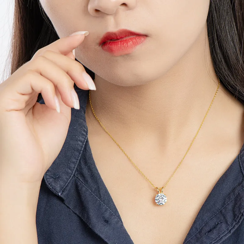 Classic Sterling Silver Created White Diamond Pendant Necklace
