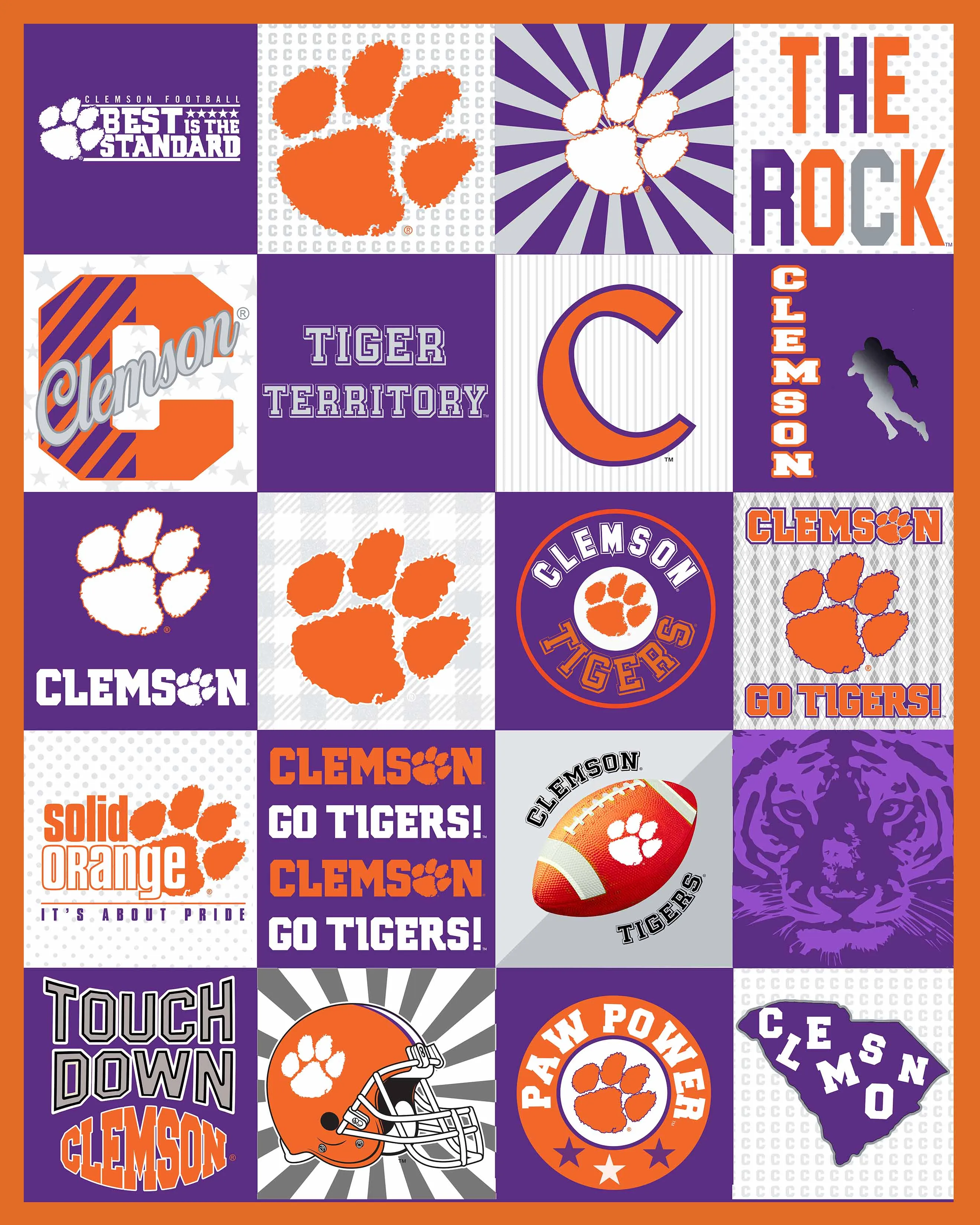 CLEMSON UNIVERSITY-Collegiate T-Shirt Minky-100% Polyester-CLEM1362