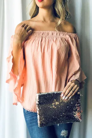 Country Sunshine Off Shoulder Top - Peach