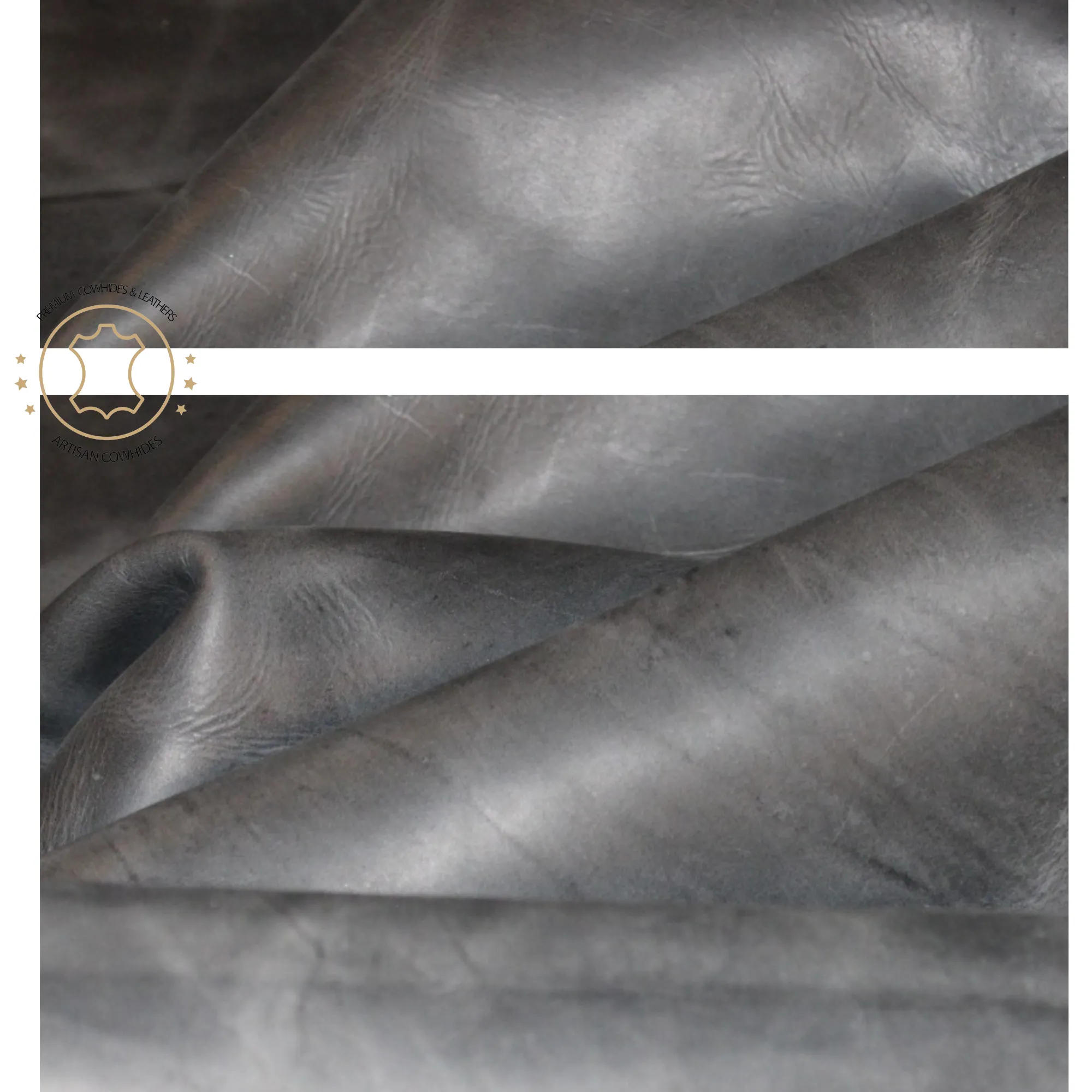 COWHIDE PIECES | Crazy Horse Charcoal Black Distressed Leather | 9"x11", 12''x12''.... inch Precuts Sheets for Crafts