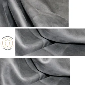 COWHIDE PIECES | Crazy Horse Charcoal Black Distressed Leather | 9"x11", 12''x12''.... inch Precuts Sheets for Crafts