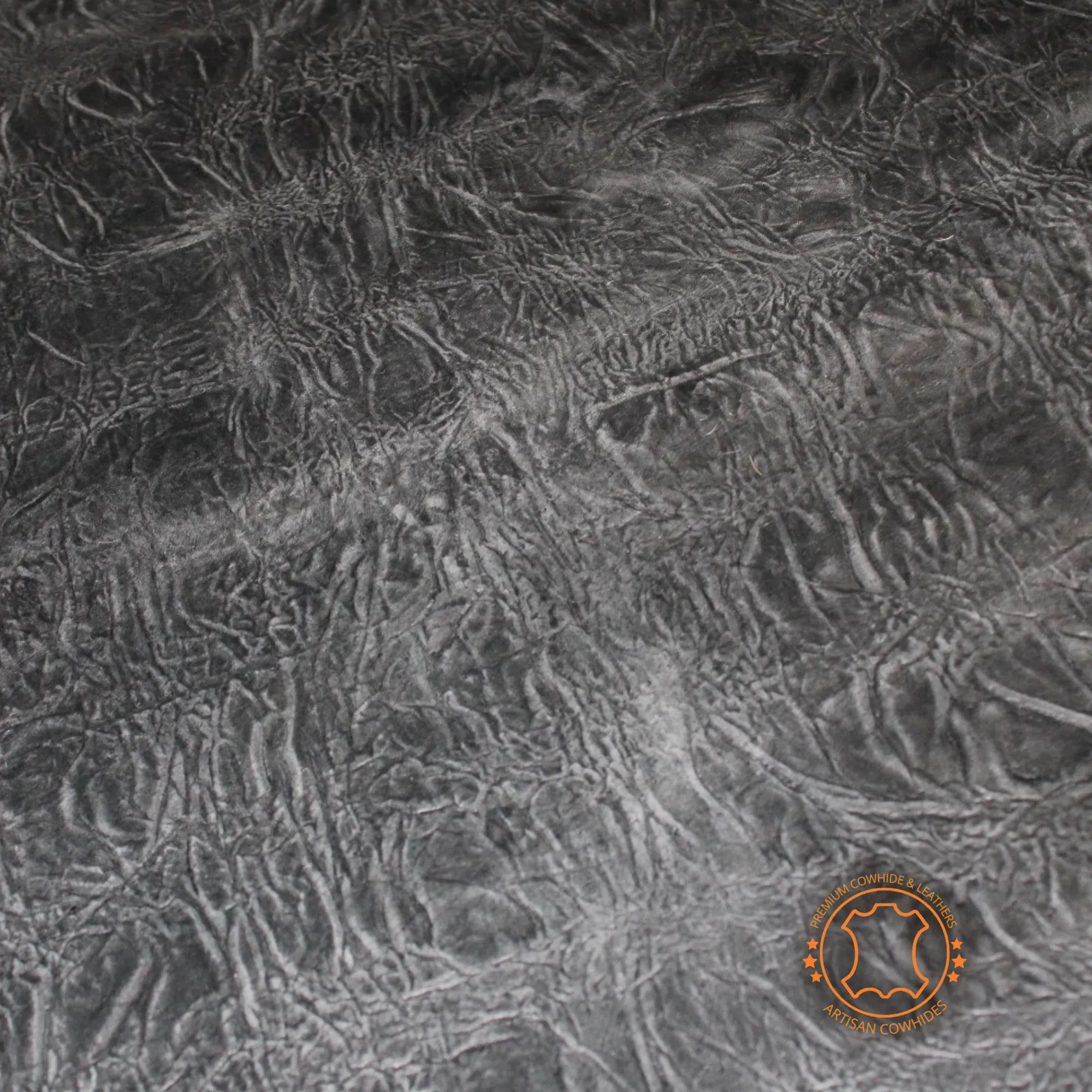 COWHIDE PIECES | ELEPHANT Charcoal Black Pull Up Embossed Leather | 9"x11", 12''x12''.... inch Precuts Sheets for Crafts