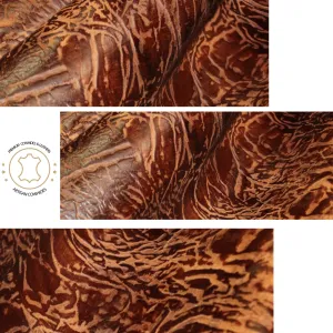 COWHIDE PIECES | ELEPHANT Tan Brown Pull Up Embossed Leather | 9"x11", 12''x12''.... inch Precuts Sheets for Crafts