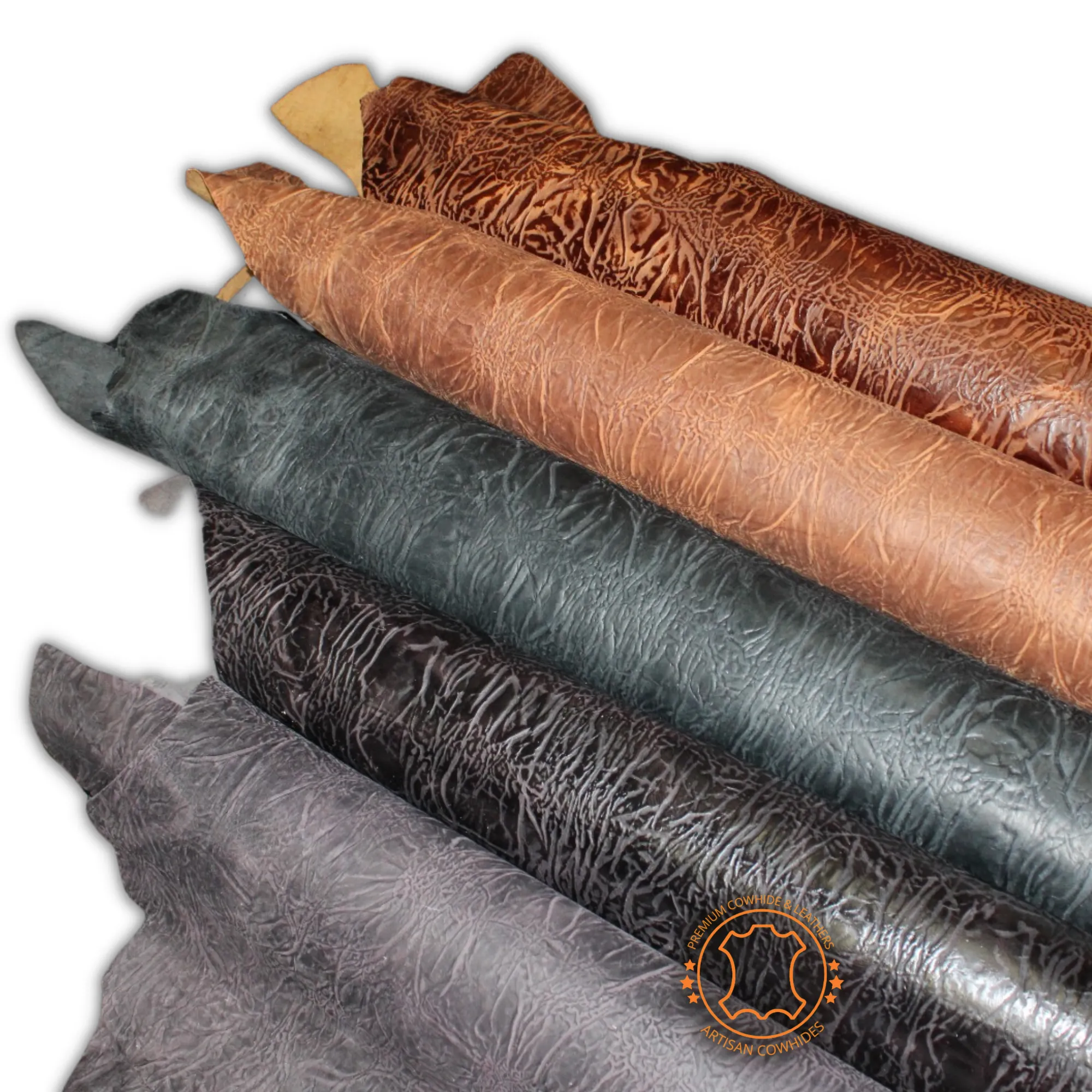 COWHIDE PIECES | ELEPHANT Tan Brown Pull Up Embossed Leather | 9"x11", 12''x12''.... inch Precuts Sheets for Crafts