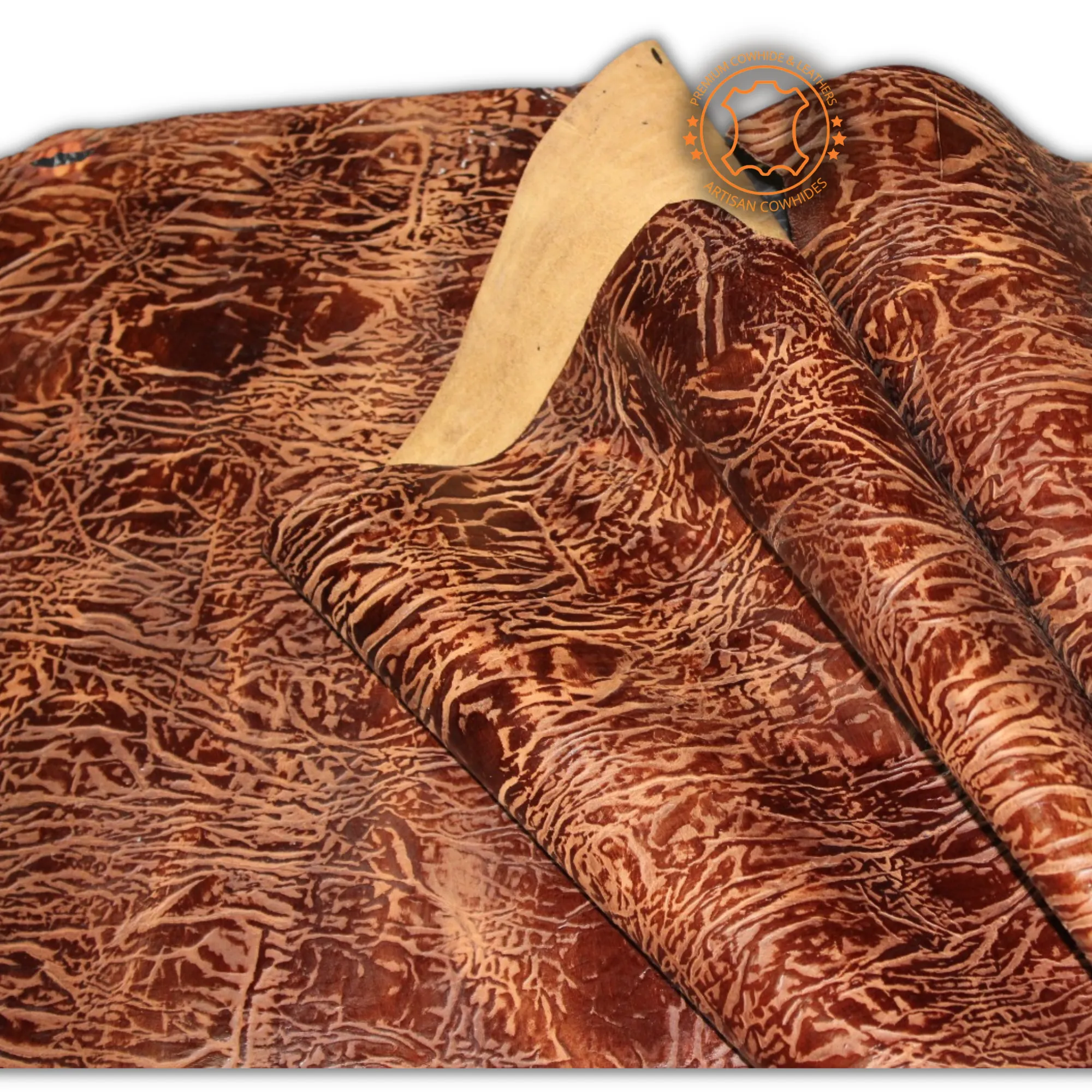 COWHIDE PIECES | ELEPHANT Tan Brown Pull Up Embossed Leather | 9"x11", 12''x12''.... inch Precuts Sheets for Crafts