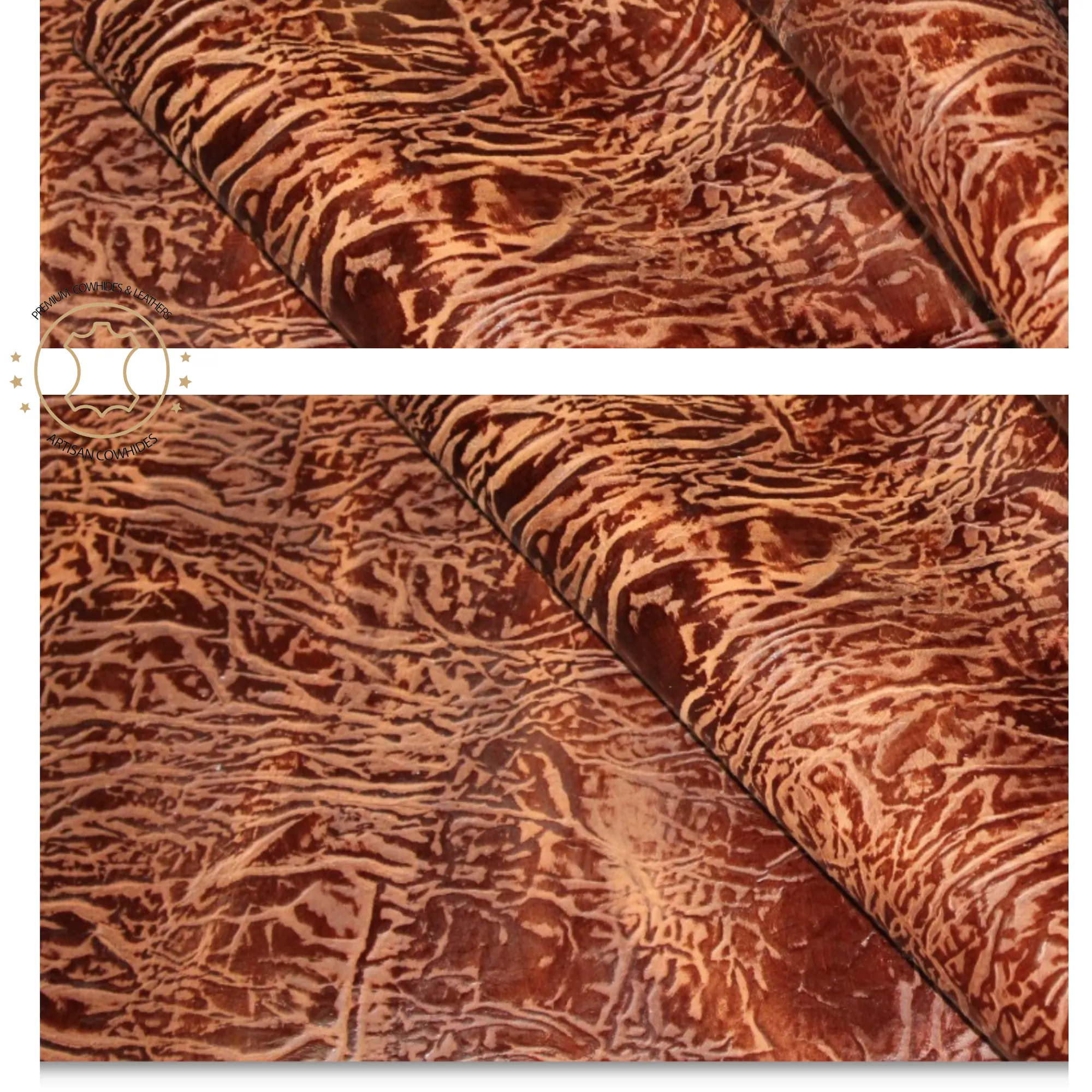 COWHIDE PIECES | ELEPHANT Tan Brown Pull Up Embossed Leather | 9"x11", 12''x12''.... inch Precuts Sheets for Crafts