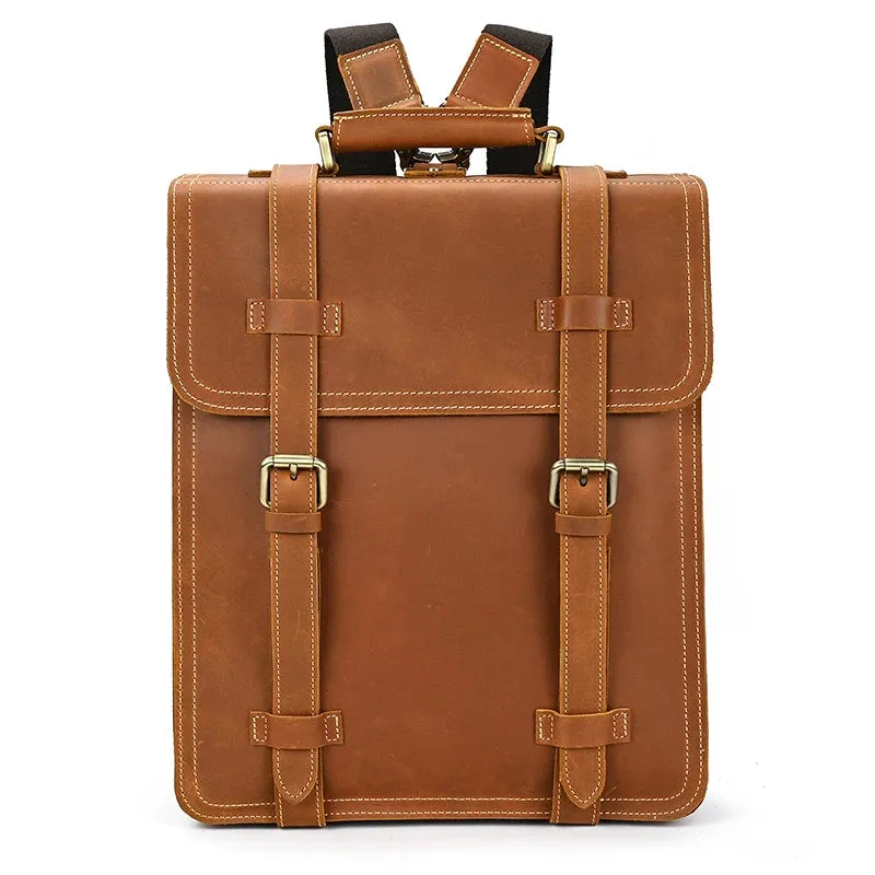 Crazy Horse Leather Backpack for Men 15.6" Laptop Travel Bag