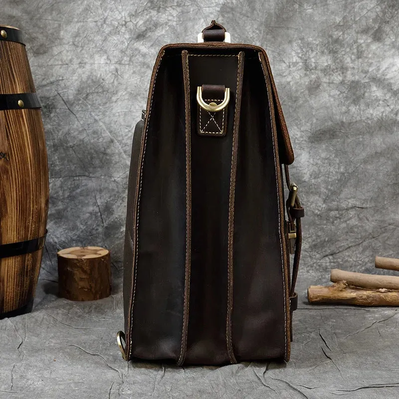 Crazy Horse Leather Backpack for Men 15.6" Laptop Travel Bag