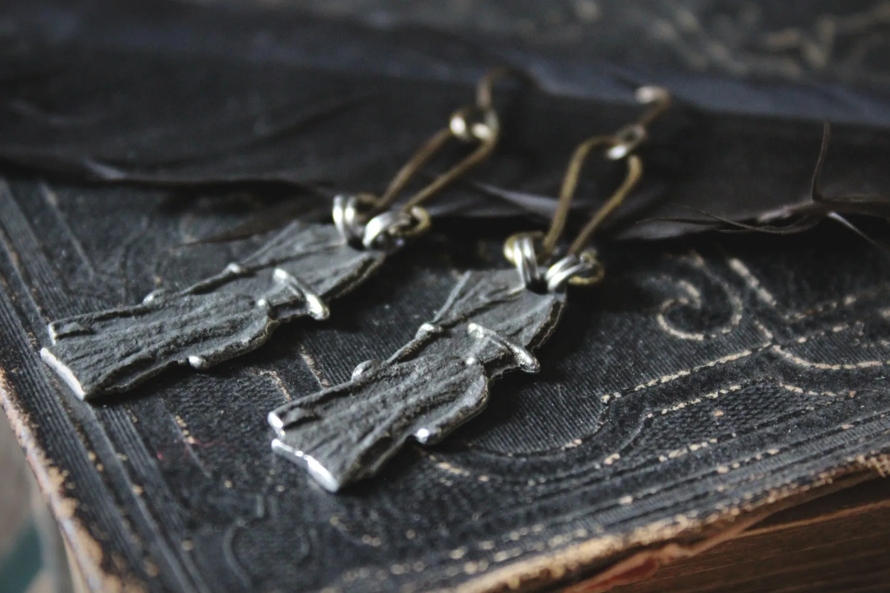 Crone. Artisan Pewter Earrings.