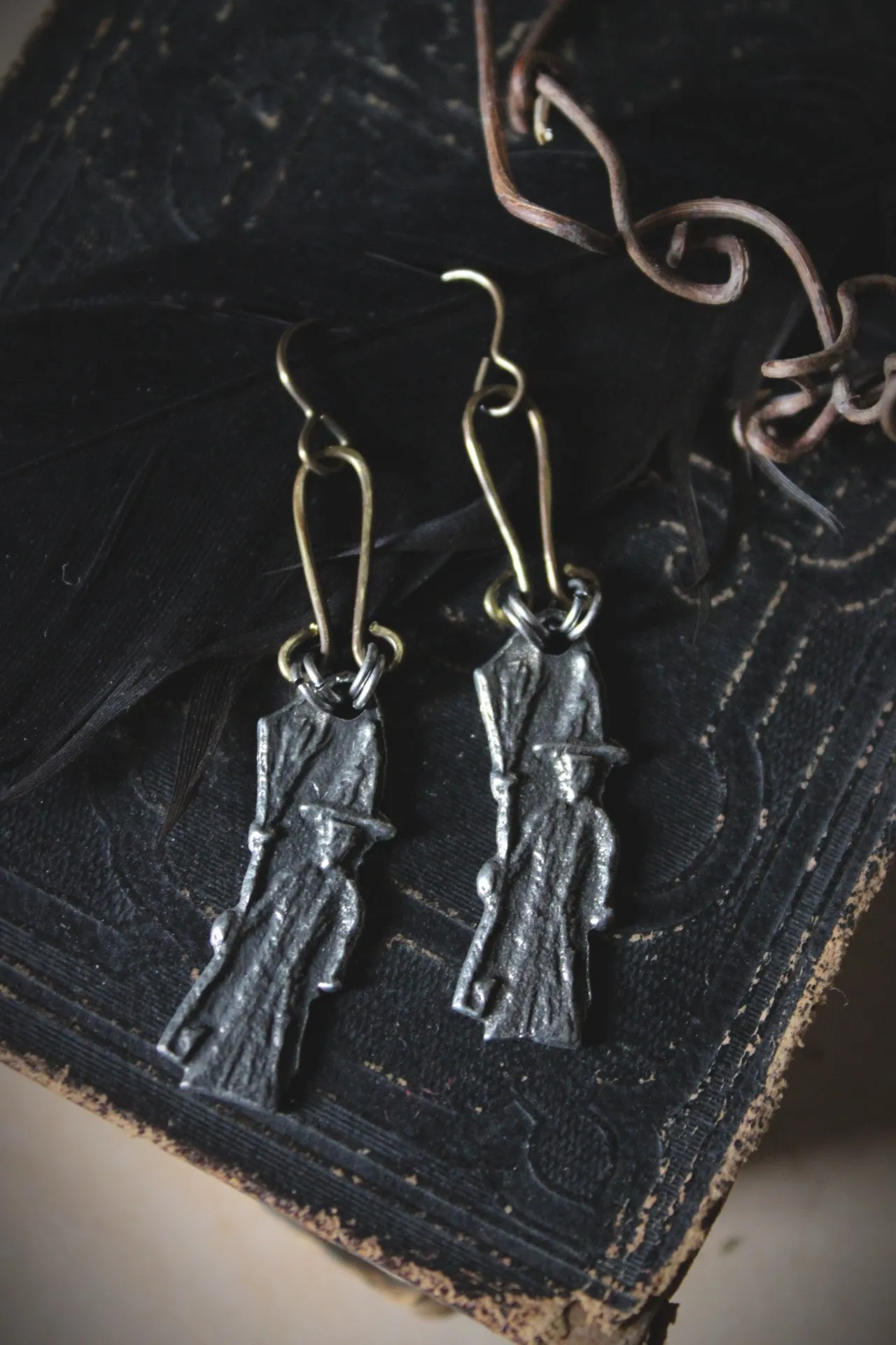 Crone. Artisan Pewter Earrings.
