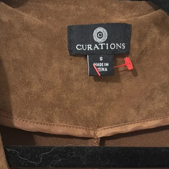 Curations Embroidered Brown faux suede Coat
