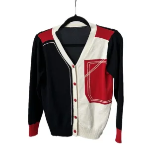 CUTE VINTAGE KNIT COLORBLOCK CARDIGAN SWEATER Cropped Size-Medium