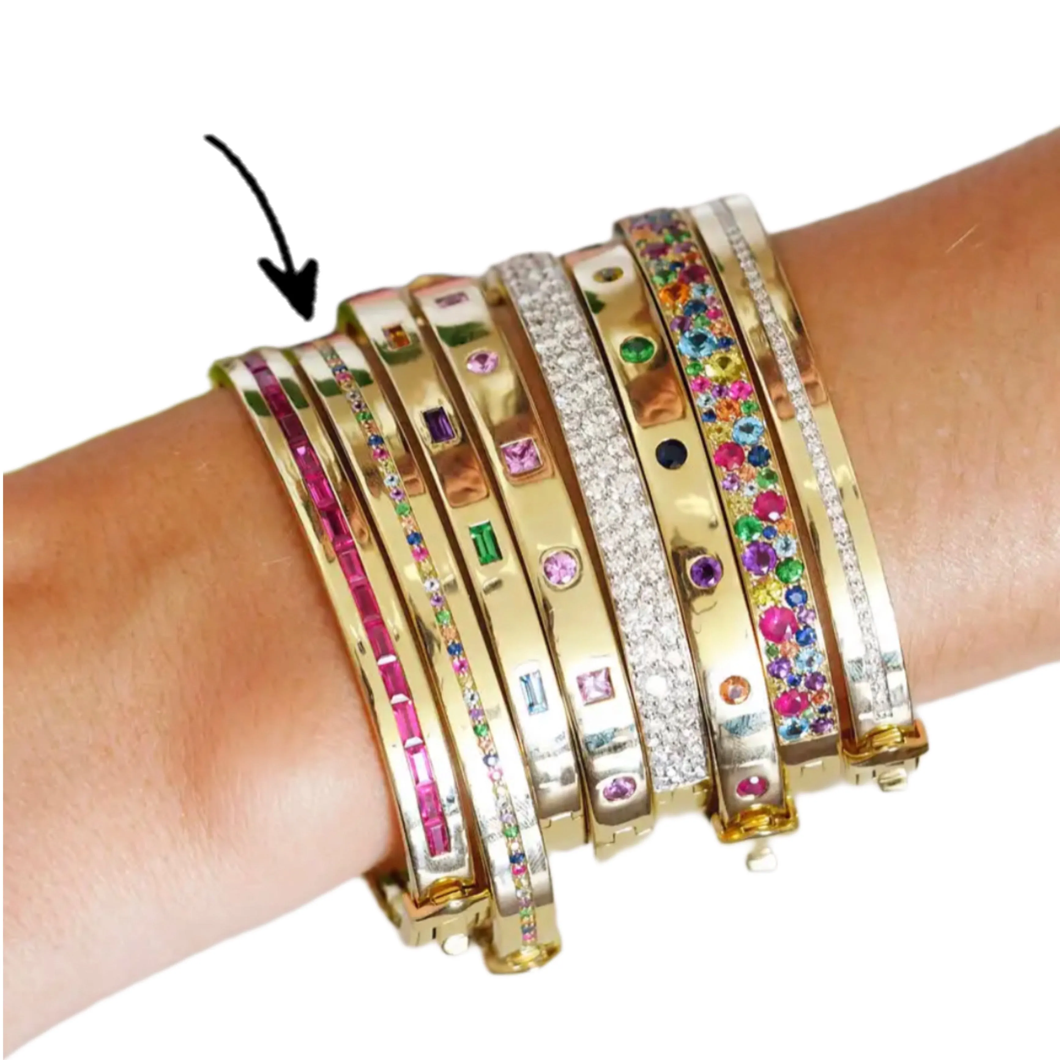 CZ Rainbow Bangle Bracelet - Gold