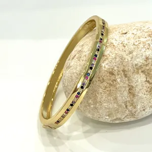 CZ Rainbow Bangle Bracelet - Gold