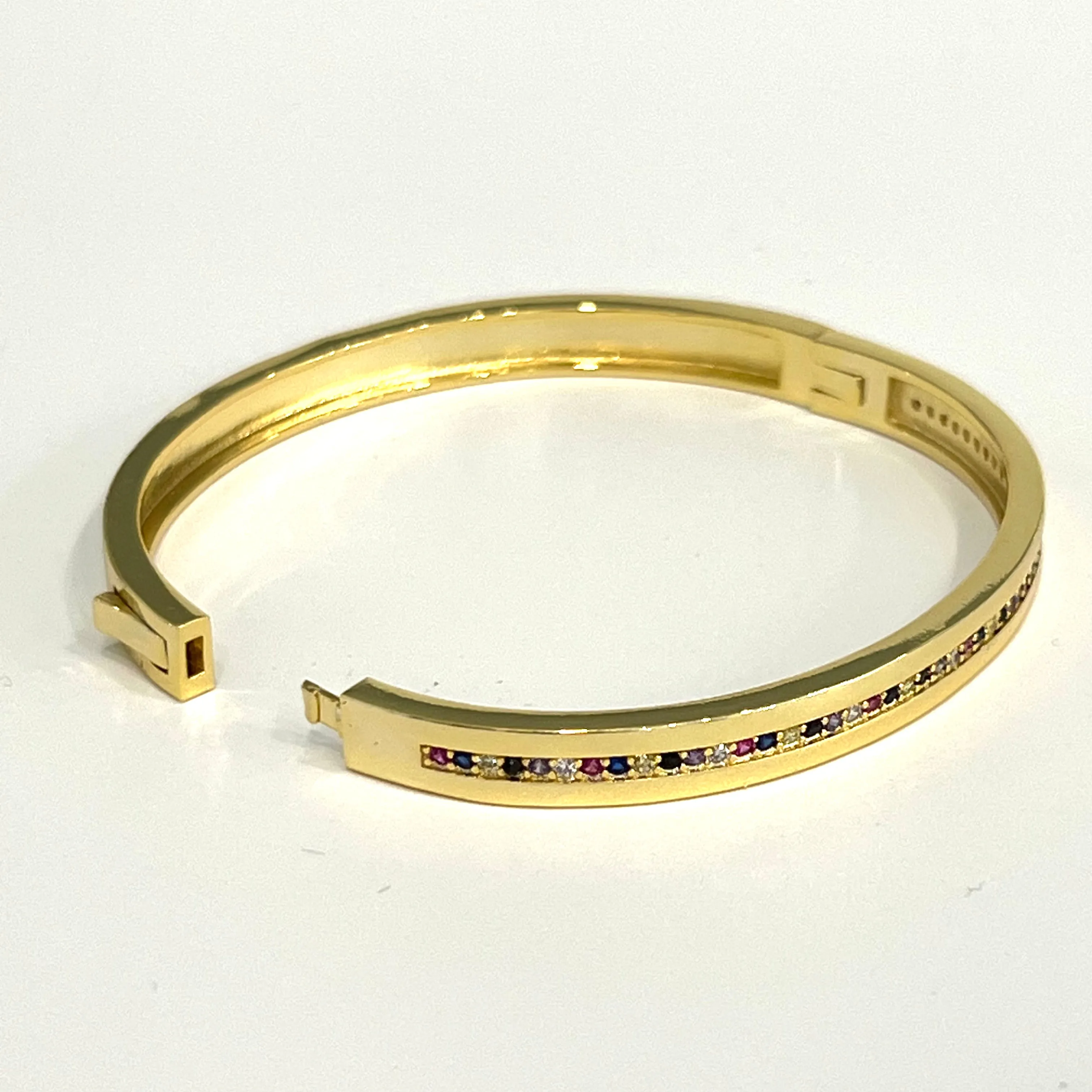 CZ Rainbow Bangle Bracelet - Gold
