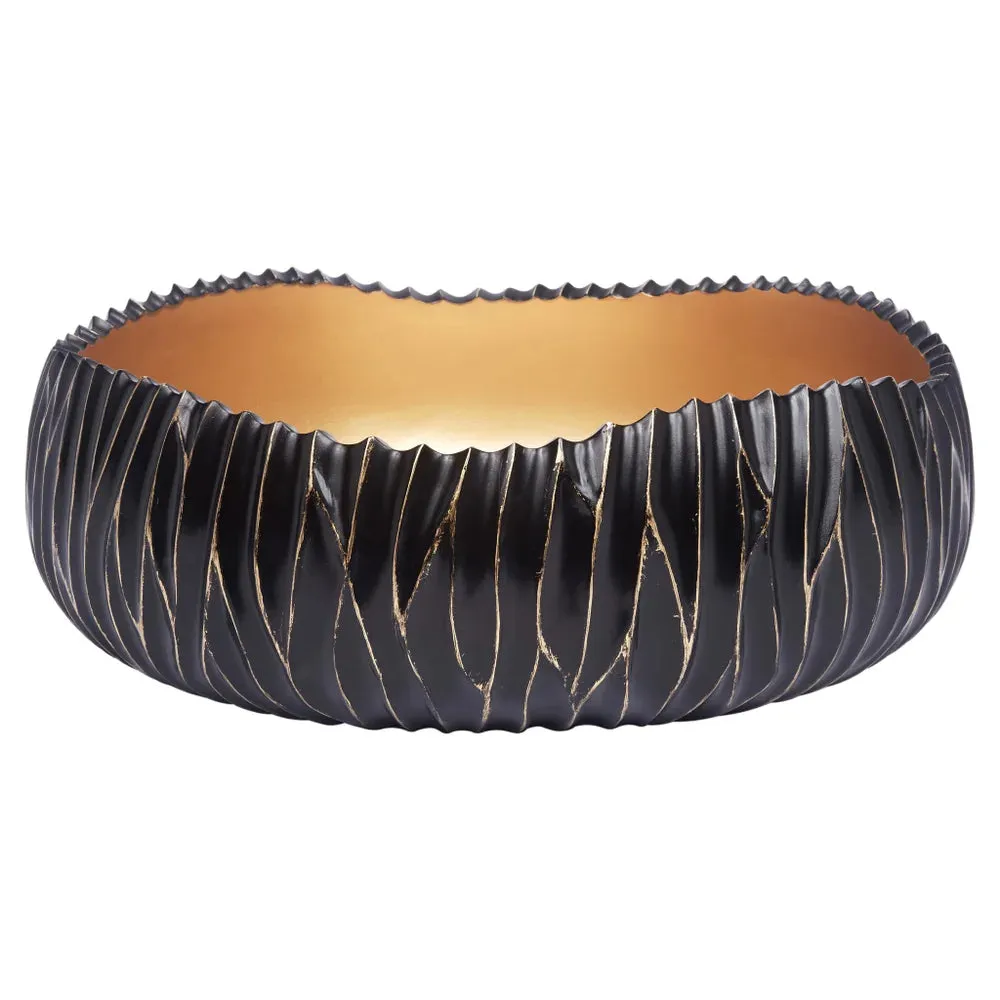 Dan Black Decorative Bowl with Gold Accents