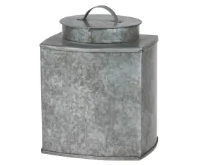 Decorative galvanized metal container with lid