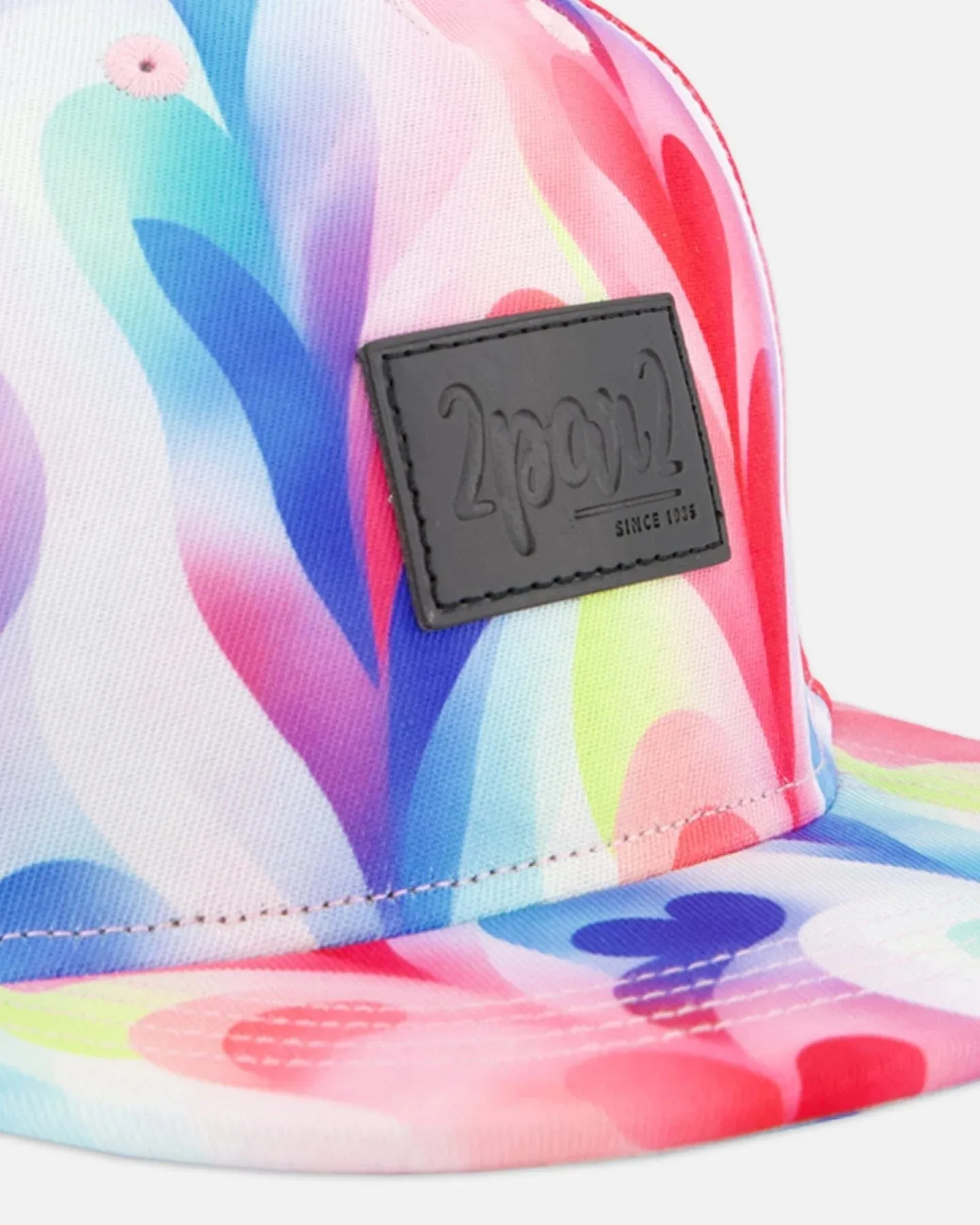 deux par deux Girls Printed Cap - Rainbow Heart