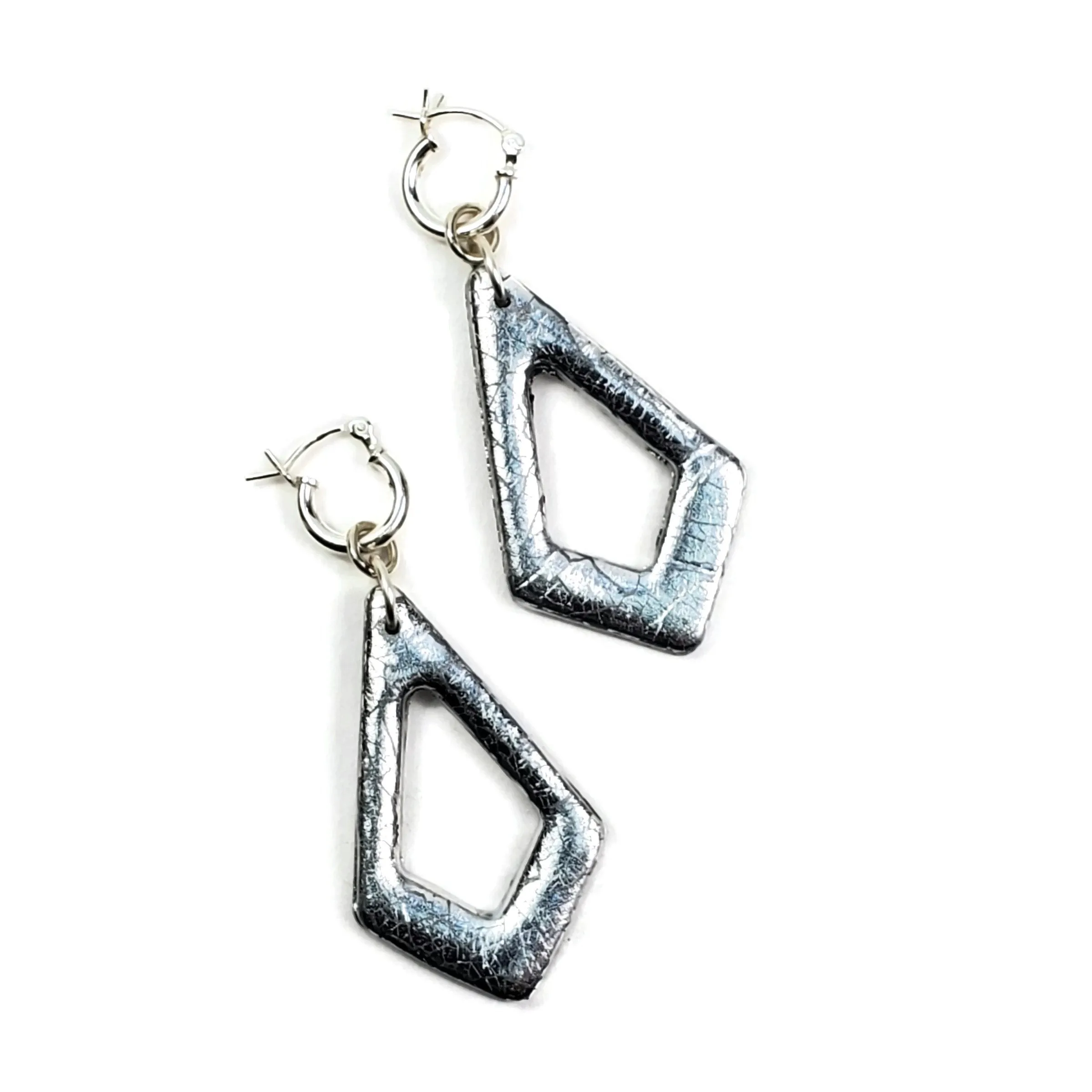 Diamond Donut Dangle Earring - Chrome