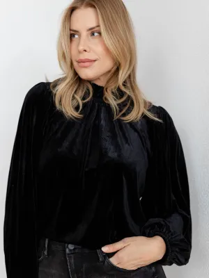 Dilma Velvet Figaro Balloon Sleeve Blouse