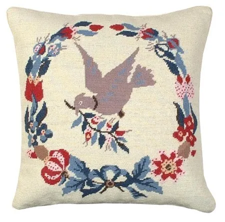 Dove Wreath Decorative Pillow