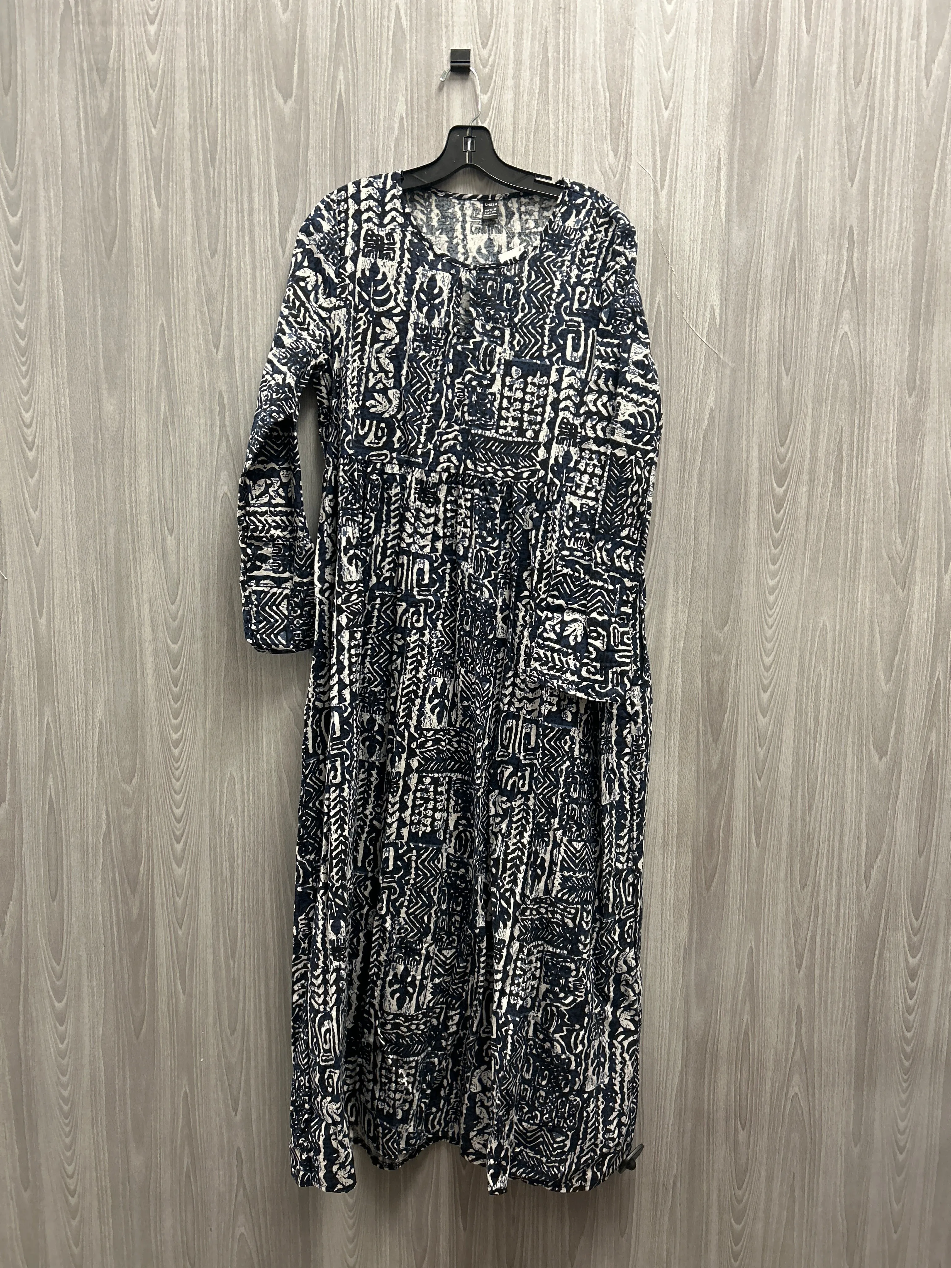 Dress Casual Maxi By Shein In Blue & White, Size: L