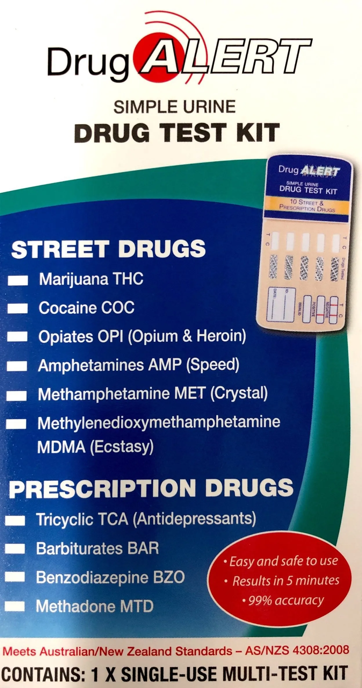 Drug Alert Urine Drug 1 Test Kit 6 street drugs 4 prescription drugs