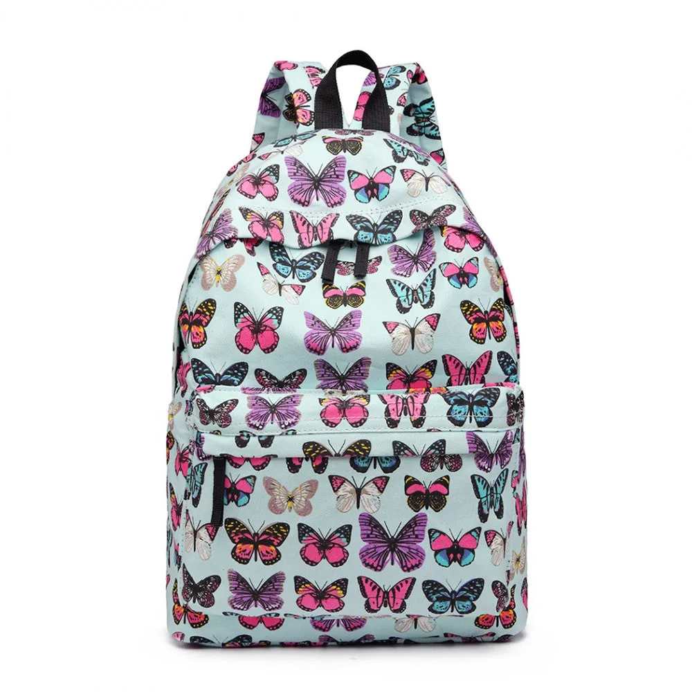 E1401b - Miss Lulu Large Backpack Butterfly Blue
