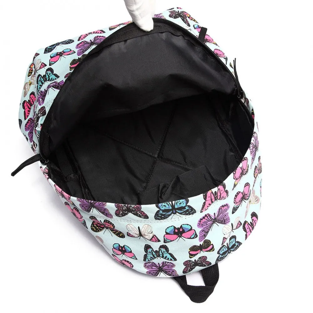 E1401b - Miss Lulu Large Backpack Butterfly Blue