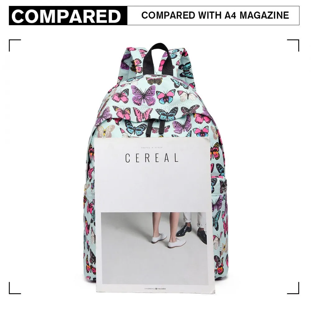 E1401b - Miss Lulu Large Backpack Butterfly Blue