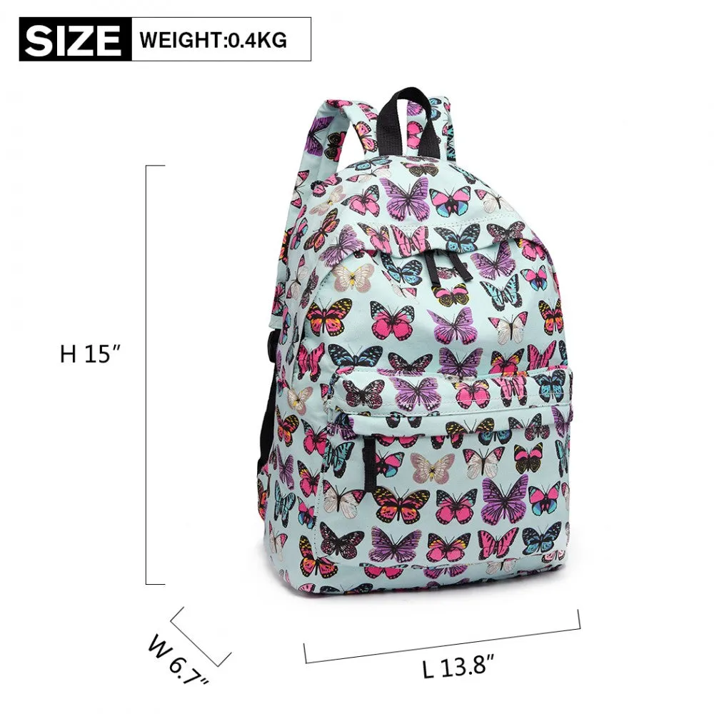 E1401b - Miss Lulu Large Backpack Butterfly Blue